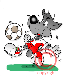 Иллюстрация, Волк играет в футбол, Gif