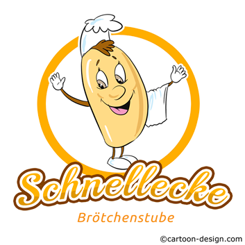 Logo für Bäckerei-Brötchenstube im Cartoonstil