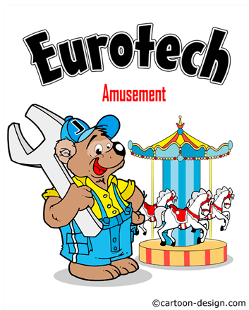 Cartoon-Logo mit Handwerker für Eurotech Amusement