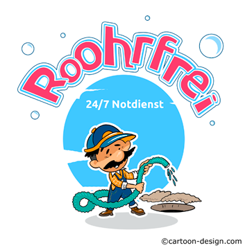 Cartoon-Logo für Rohrreinigungsfirma