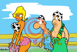 Карикатура футбольный фэн, футбол, Gif