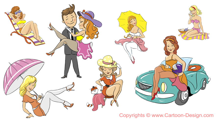 Clipart Set PinUp Girls - Illustrationen bestellen